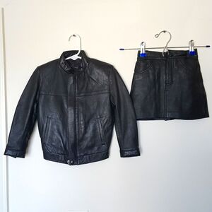 SOLD-Toddler Girl Leather Suit- Brand New